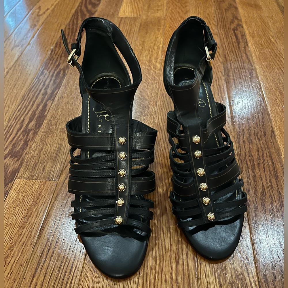 Ivanka Trump Size 7.5 Black Strappy High Heels